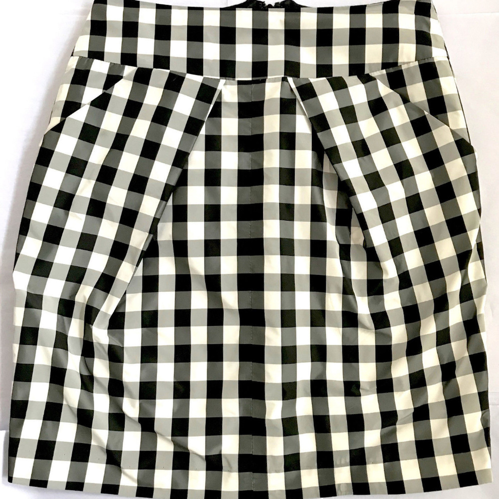 Anthropologie McGinn High Waist Mini Skirt Black & White Checked Size 38